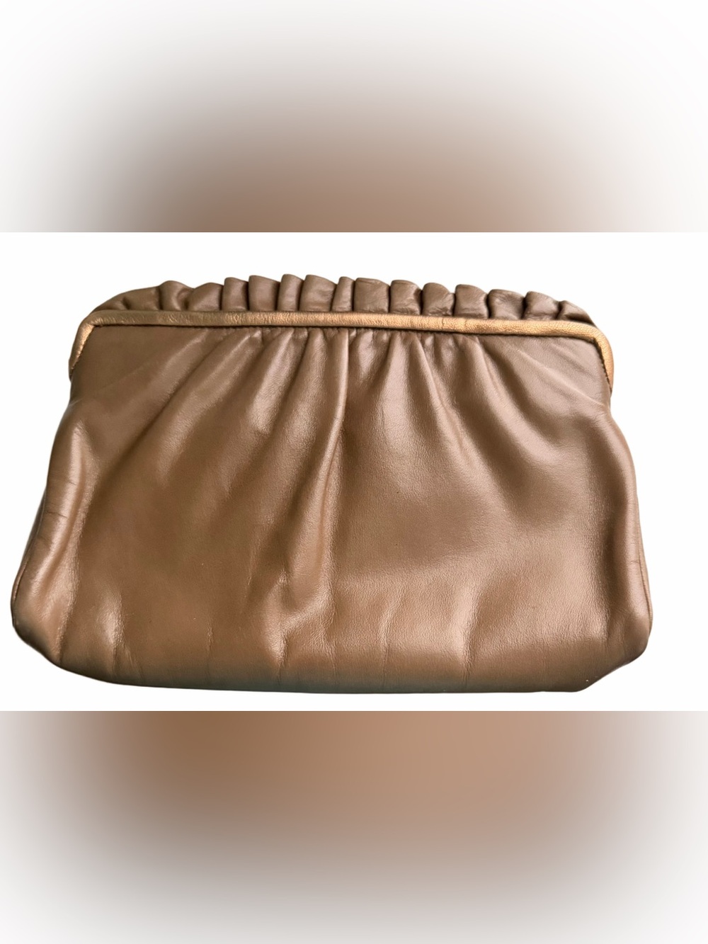 Vintage Morris Moskowitz Brown Leather Ruched Crossbody/Clutch Bag